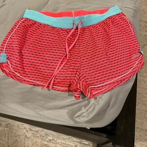 Asics Women's Coral and Teal Athletic Shorts